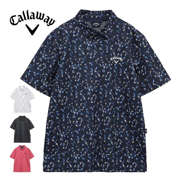 Callaway（キャロウェイ） 幾何学ロゴプリント カノコ 半袖 ポロシャツ