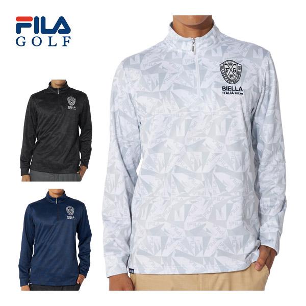 FILA GOLF フィラゴルフ 裏起毛 ジオメトリープリント ハーフジップ