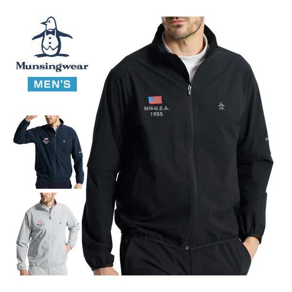 メンズ ゴルフMunsingwearウインドブレーカー ブルゾン 美品 3L Munsingwear（マンシングウェア） 2WAYストレッチ ディタッチャブル