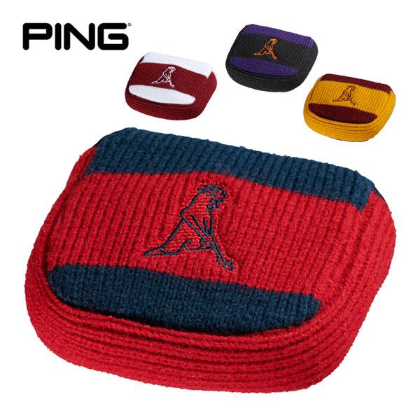 PING ピン　パター　ヘッドカバー付 超美品】ピン パターカバー 黒×白 マレット型 ヘッドカバーゴルフ PING