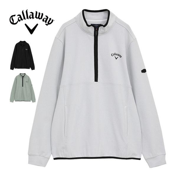 キャロウェイ 裏起毛 ハーフジップ モックネック 長袖シャツ ゴルフウェア メンズ 2025年秋冬モデル M-3L C25233109 キャロウェイ 裏起毛 ハーフジップ モックネック 長袖シャツ ゴルフ