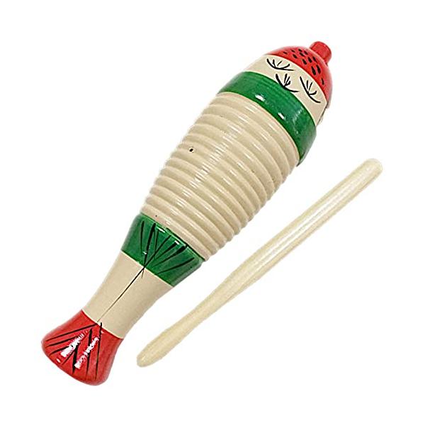 他サイト： AllBright ギロ ウッドギロ パーカッション 楽器 音楽 演奏 民族楽器 子供 おもちゃ 魚型 スティック付きの商品画像