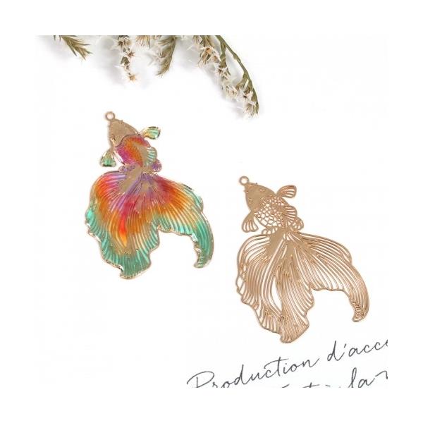 透かしチャーム きんぎょ きれいめゴールド 金魚 魚 和 和風 日本 金魚すくい 夏 なつ 透かし H 隠れ工房 Greenocean 通販 Yahoo ショッピング