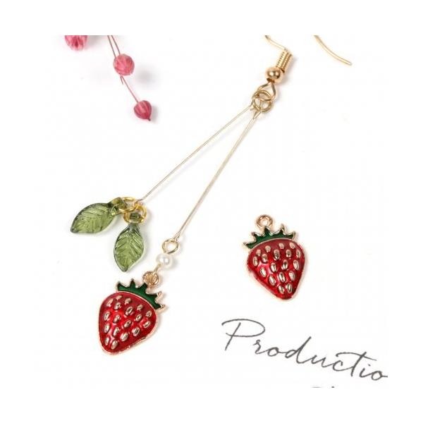 チャーム イチゴ いちご 苺 ストロベリー 果実 果物 フルーツ エポ付き いちご きれいめゴールド レッド グリーン G 隠れ工房 Greenocean 通販 Yahoo ショッピング