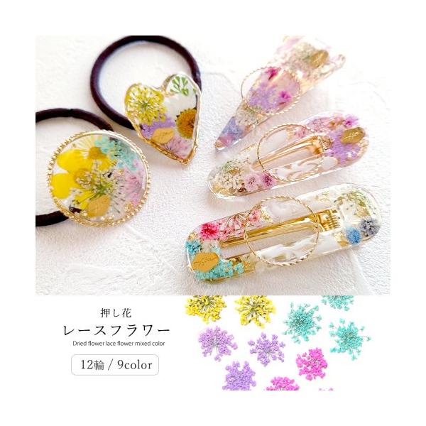 NO.242レジンパーツレジン道フラワー ドライフラワー レースフラワー 12輪 レジン封入 ネイルパーツ