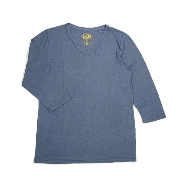 A HOPE HEMP �A�z�[�v�w���v V NECK BAMBOO 7SL TEE / MIDNIGHT BLUE �w���v�R�b�g���o���u�[ V�l�b�N 7���� T�V���c ���n