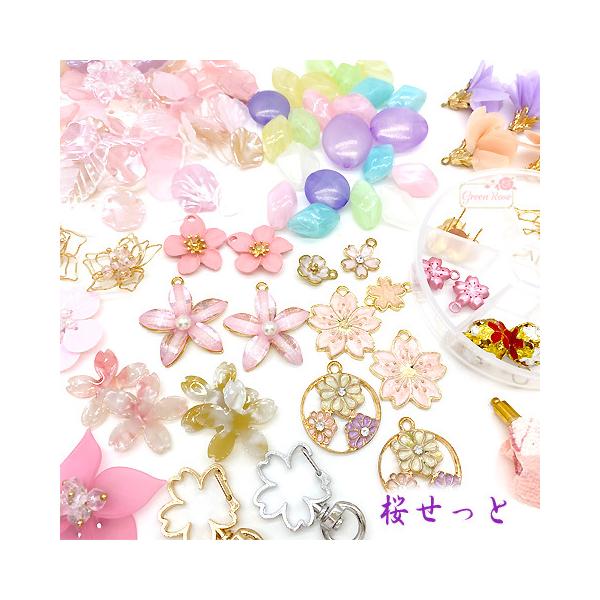 くすみ薔薇ビジュー×さくら花びらチャーム★ピアス/イヤリング greenrosenetshopyumi_assort193