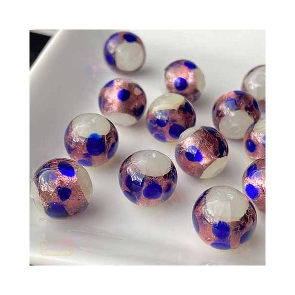 ガラスビーズ ラウンド ドット 12mm トンボ玉 2個 2209 beads1129