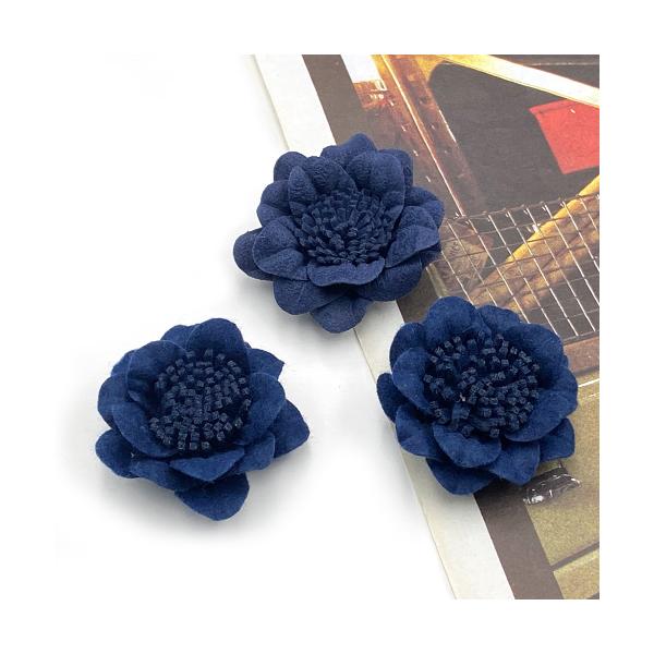 スウェード 花 フラワー モチーフ ハンドメイド 手芸 リメイク 材料 入園 入学式 ブローチ コサージュ アクセサリーパーツ 4個 Camellia13