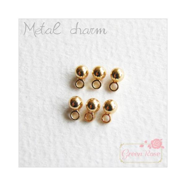 金属チャーム ボールチャーム3mm 10個 1706 カン付き 丸玉 チャーム J6