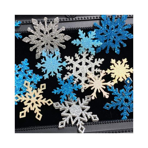 雪の結晶 モチーフ ラメ キラキラ フェルト 雪 冬 クリスマス オーナメント ハンドメイド 手芸 10個 motif651 2410 2411