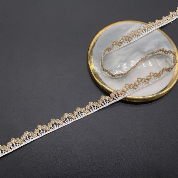 レーステープ テープ ハンドメイド 手芸 小物 丸 金 白 ホワイト 1m 2406 rt234