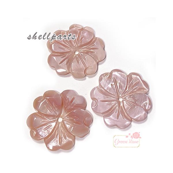 天然 ピンク シェル ビーズ フラワー 花 貝 桜 　1個 2105 sb-301