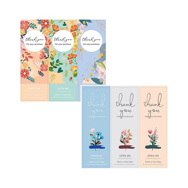 ギフトステッカー シール Thankyou ボタニカル 全2種 9×3cm 10枚(1袋