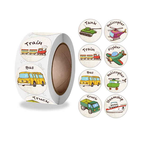 ロールシール 切り売り 8 ギフトステッカー ロール シール 乗り物 8種 1巻約500枚 2210