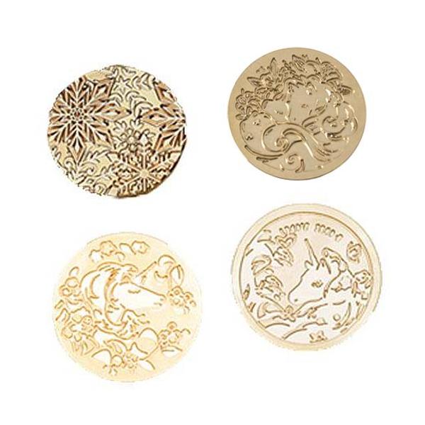 ■商品情報サイズ：（直径×厚さ）約30×14mm程度雪の結晶のみ約25×14mm程度カラー：ゴールド素材：真鍮数量：1個※こちらの商品はシーリングスタンプ用のスタンプパーツです。インクではきれいに印影が出ませんのでシーリングワックスをご使用...