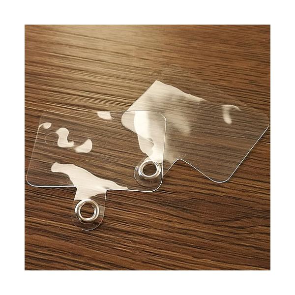 ■商品情報サイズ(縦×横)：約40×55mm程度、充電口部分約11mm程度、カン内径約5mm程度カラー：クリア数量：10枚