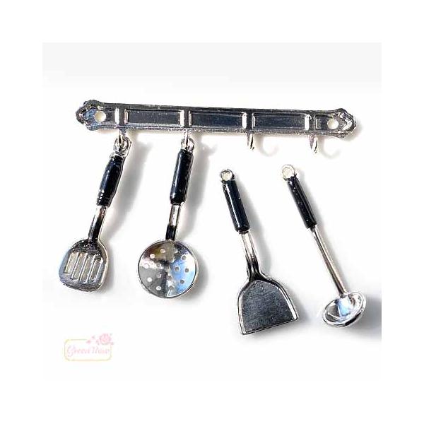 ミニチュアの調理器具飾り　(金属製) ミニチュア 金属 調理器具 フライ返し おたま セット 1個 2209