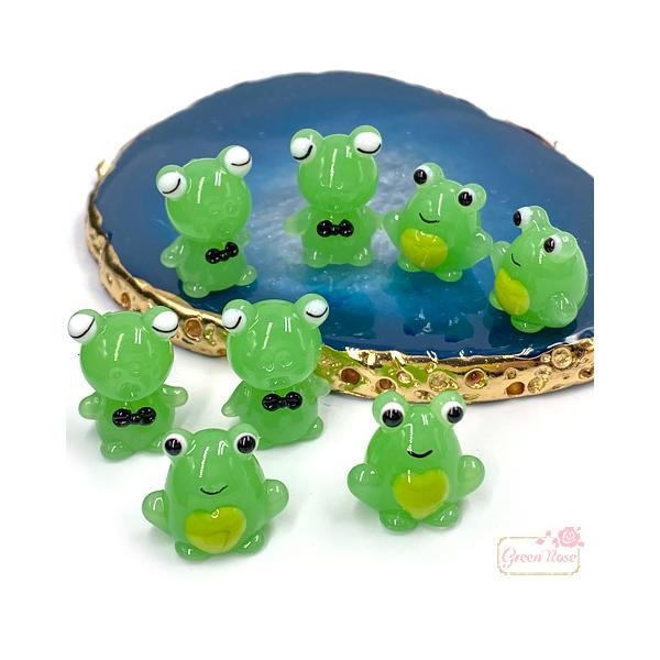 カエル ガラス パーツ 立体 デコパーツ キッズ 1個 2210 ym1-2296
