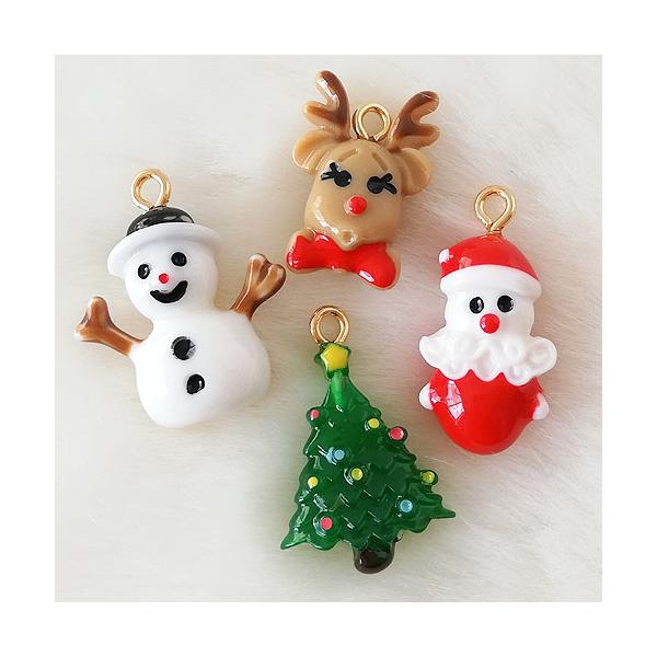 クリスマス チャーム 2個 サンタクロース トナカイ 雪だるま ツリー
