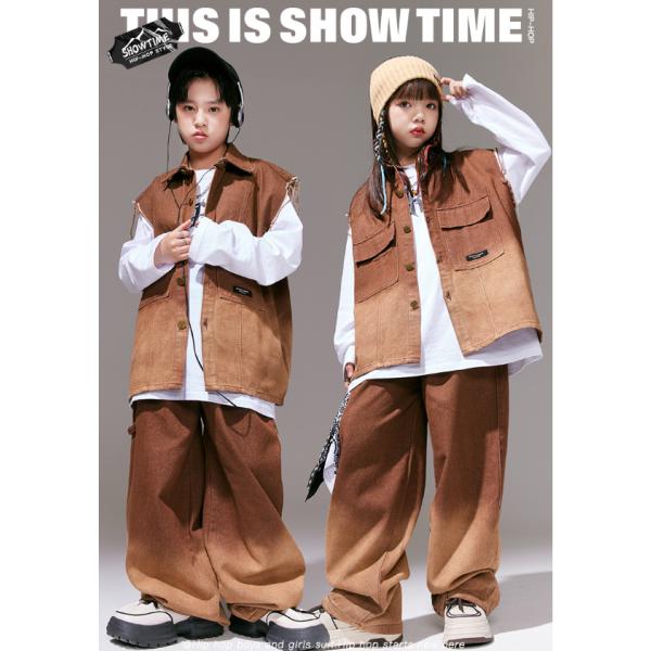 デニム 男女兼用 ベスト タンクトップ ショーツパンツ キッズダンス衣装 ロック パンク系 カジュアル K-POP HIPHOP Y2K ヒップホップ 春夏秋 ブルー ホワイト 人