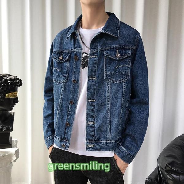 メンズ Gジャン 長袖 デニム アメカジ スリム ユーズド加工 カジュアル