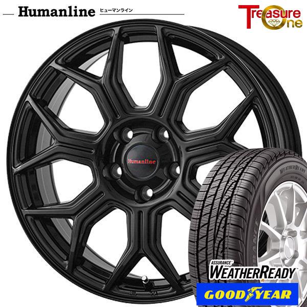 オールシーズンタイヤ ホイールセット 195/65R15インチ 5H100 ヒューマンライン HS10M BK グッドイヤー ウェザーレディ