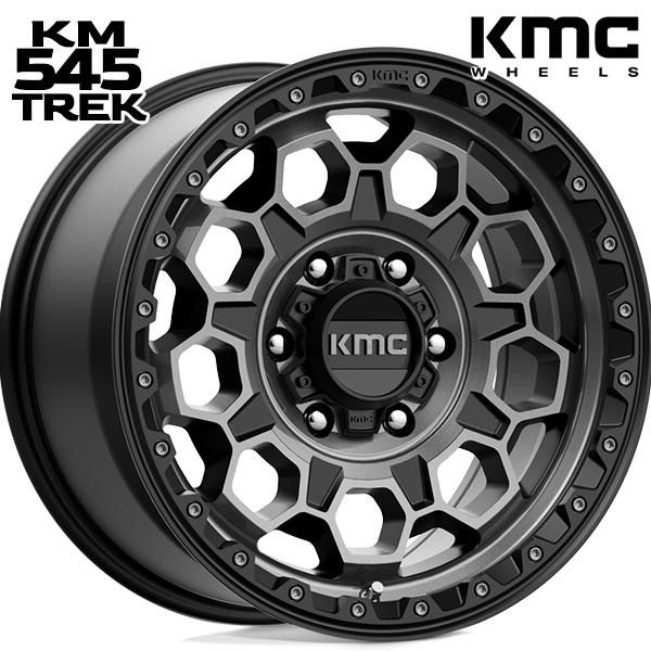 17インチ 8.0J 6H139.7 +20 KMC KM545 TREK / SATIN BLACK WITH GREY TINT アルミホイール単品 1本