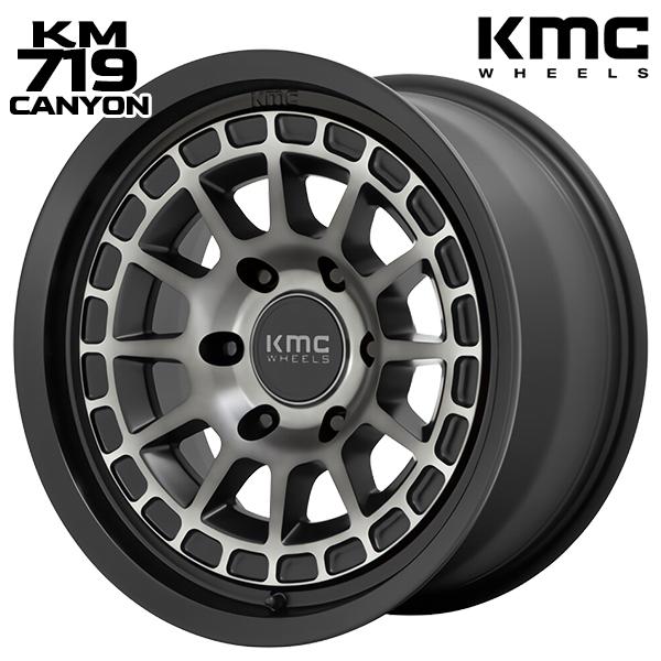 17インチ 8.0J 6H139.7 +20 KMC KM719 CANYON / SATIN BLACK WITH GRAY TINT アルミホイール単品 1本