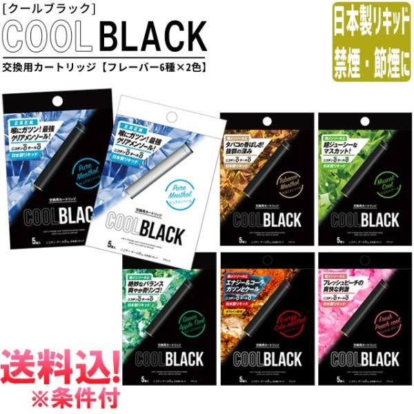 「レビュー記入でメール便送料無料」電子タバコ 交換用 カートリッジ COOL BLACK クールブラック 5本入 日本製 リキッド go0a304-mail(1通につき5点迄)(go0a305)