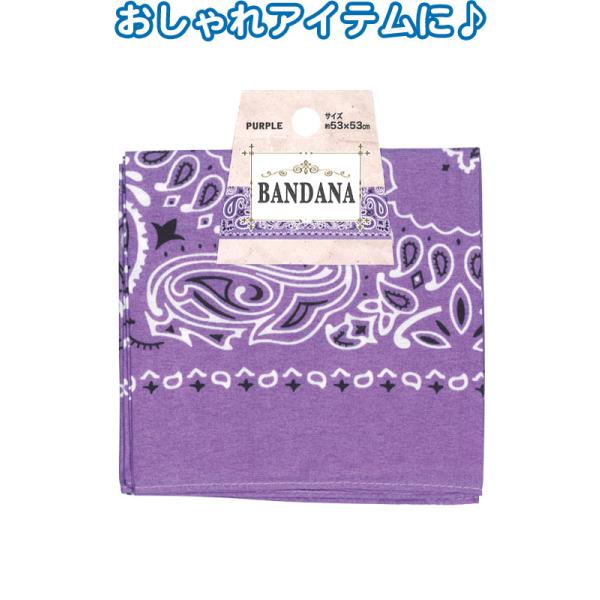 バンダナ　パープル 紫　53×53ｃｍ　ペイズリー柄　メール便対応　1通10枚までOK 　