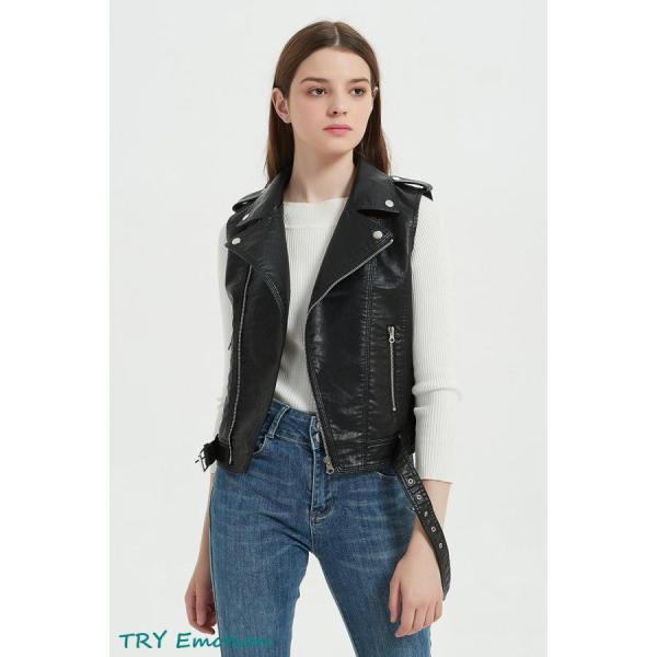 短丈　レザーベスト　ブラック gritter_fu24109-yyb17