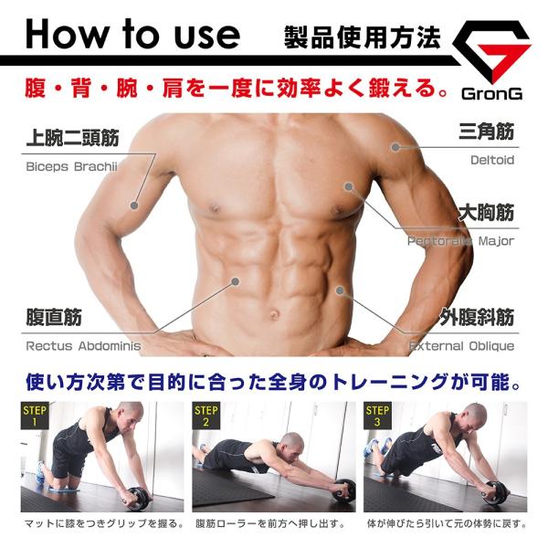 筋トレ トレーニング ダイエット 器具 腹筋マシン 運動 筋肉 グロング 腹筋ローラー マット付き 筋トレ 器具 マシン アブ ローラー アブホイール 女性 ダブルホイール 4カラー Grong 代購幫