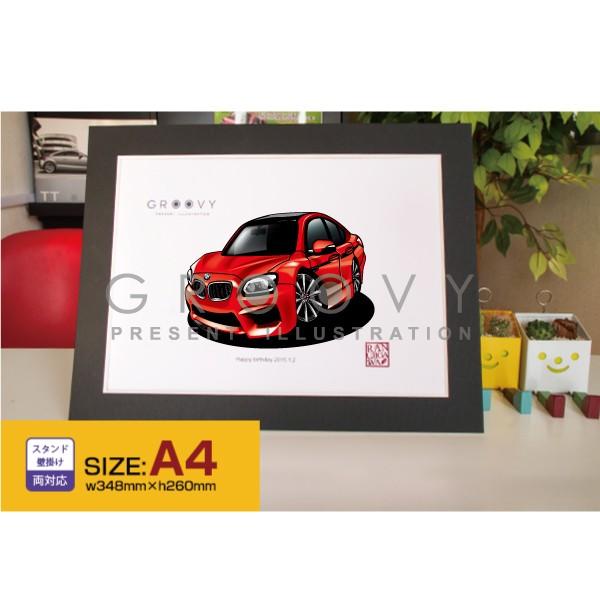車好き プレゼント BMW M6グランクーペ 車 イラスト A4版フレーム グルービー ステッカーも追加OK パーツ グッズ アクセサリー