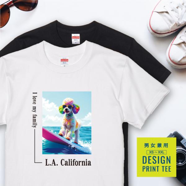 愛犬 Tシャツ 犬 トイプードル ホワイト プードル サーフィン 西海岸