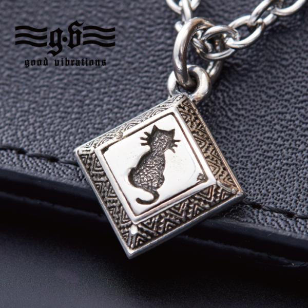 シルバー 925 ネックレス ペンダント トップ ヘッド 猫 ひし形 四角形