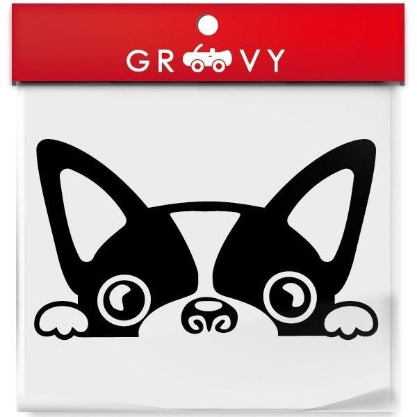 ボストンテリアがこっそり覗くチラ見 ステッカー かわいい犬 車のおしゃれに 自動車用 シルエット シール デカール Sticker 1014 車 イラストの専門店 Groovy 通販 Yahoo ショッピング