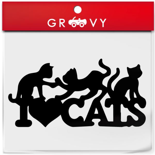I Love Cat 猫が遊ぶ 楽しい カッティング ステッカー かわいい 猫 シルエット ノートパソコン 車のサイドミラーやバイクのカスタム デカール シール Sticker 147 車イラストの専門店 Groovy 通販 Yahoo ショッピング
