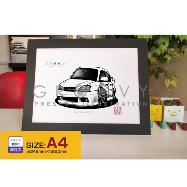 車好き プレゼント スバル レガシィ B4 3代目 車 イラスト A4版