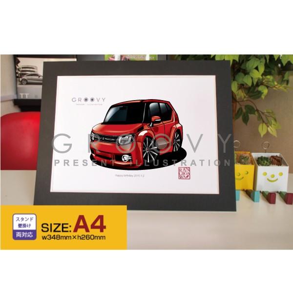 車好き プレゼント スズキ イグニス 車 イラスト A4版フレーム