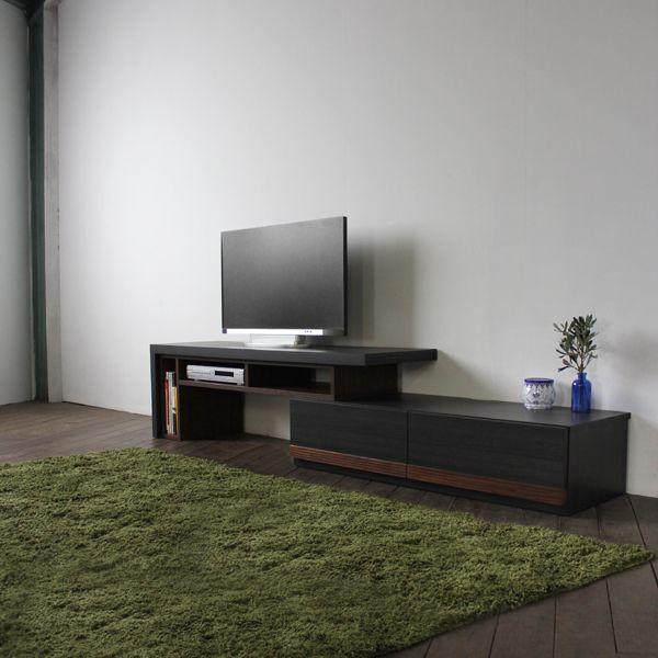 テレビ台 スライド ウォルナット スライド テレビ台 テレビボード 伸縮 140〜230cm ブラック 木目