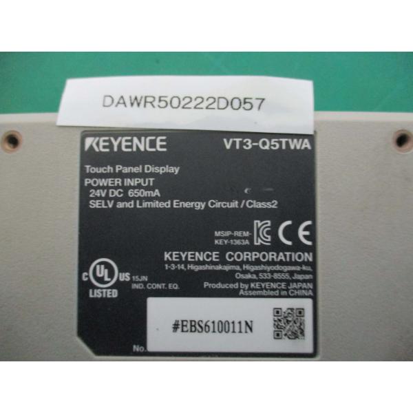 中古 KEYENCE TOUCH PANEL DISPLAY VT3-Q5TWA 通電OK(DAWR50222D057