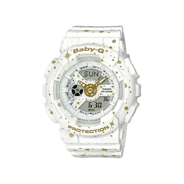10年保証 Casio Baby G カシオ ベビーg Ba 110st 7a 腕時計 アウトレット 送料無料 レディース キッズ 子供 アナデジ 星 スター 防水 白 ゴールド ホワイト 金 女の子