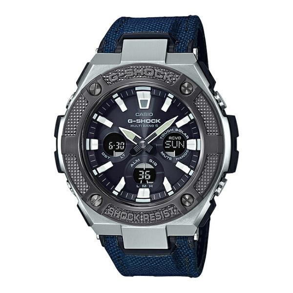 10年保証 Casio G Shock 超人気 カシオ Gショック Gスチール Gst W330ac 2a 腕時計 メンズ ソーラー ソーラー電波時計 電波 防水 ネイビー キッズ 男の子 子供 アナデジ