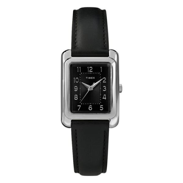 Timex タイメックス メリデン 25mm 日本 Tw2r700 腕時計 レディース アナログ 黒 レザー 革ベルト ブラック シルバー