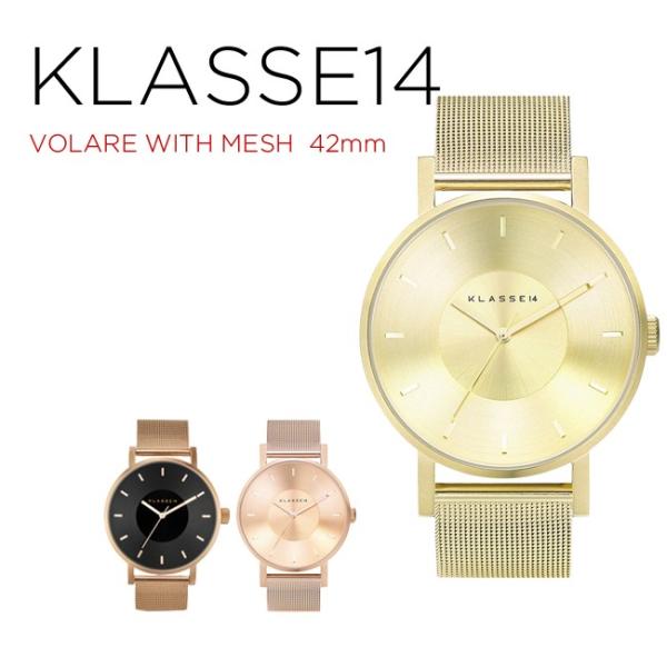 Klasse14 おしゃれ クラス14 マリオ ノビル ヴォラーレ ウィズ メッシュ 42mm 黒 Vo 金 ローズゴールド ブラック 腕時計 メンズ ゴールド