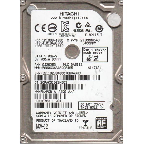 HGST Travelstar 5K1000 HTS541010A9E680 1TB 2.5インチ 内蔵ハードドライブ