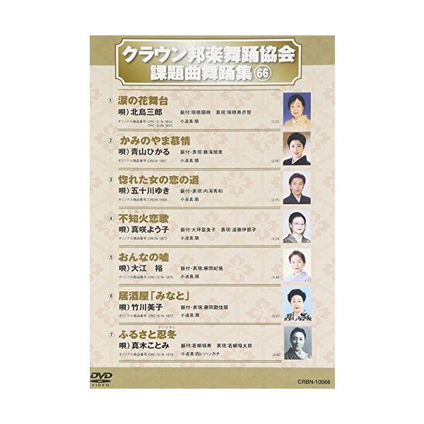 （中古品）クラウン邦楽舞踊協会課題曲舞踊集６６ DVD商品写真はサンプル写真となっております。写真の商品が届くわけでは御座いません。用途機能として最低限の付属品はお送りいたしますが取扱説明書、リモコン等含まれていない場合もございます。＊写真...