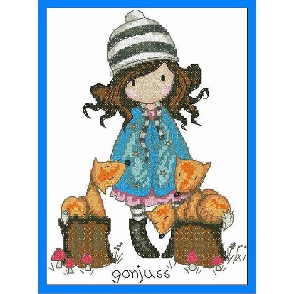 クロスステッチ 刺繍キット 女の子と子狐 Dmc刺繍糸 図柄印刷 Bq 0gwh B5t4 Gambaru ショップ 通販 Yahoo ショッピング