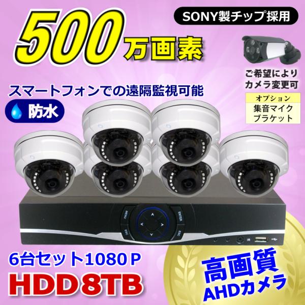 防犯カメラ 500万画素 8CH DVR レコーダー SONY 防水 ドーム